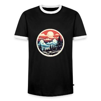 Parc National Hiver Neige - T-shirt contrasté Homme - noir/blanc - Devant - AI Model Female 172 light (172cm) & AI Model Male 178 light (178cm)