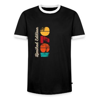 Millésime 1976 - T-shirt contrasté Homme - noir/blanc - Devant - AI Model Female 172 light (172cm) & AI Model Male 178 light (178cm)