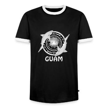 Guam Bull Shark - Men's Ringer Shirt - black/white - Front - AI Model Female 172 light (172cm) & AI Model Male 178 light (178cm)
