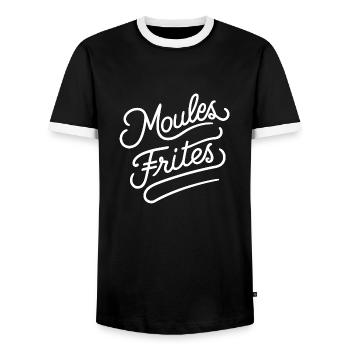 Moules frites - T-shirt contrasté Homme - noir/blanc - Devant - AI Model Female 172 light (172cm) & AI Model Male 178 light (178cm)