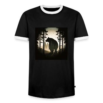 Bear in Forest, Love Bears - Men's Ringer Shirt - black/white - Front - AI Model Female 172 light (172cm) & AI Model Male 178 light (178cm)