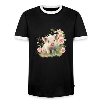 SCHWEIN - Männer Kontrast-T-Shirt - Schwarz/Weiß - Vorne - AI Model Female 172 light (172cm) & AI Model Male 178 light (178cm)
