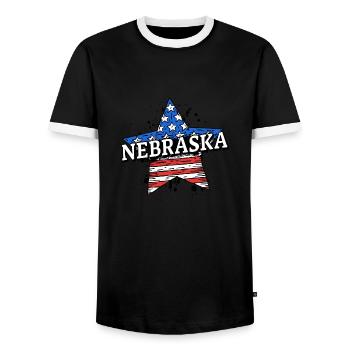 Nebraska - États-Unis - États-Unis d’Amérique - T-shirt contrasté Homme - noir/blanc - Devant - AI Model Female 172 light (172cm) & AI Model Male 178 light (178cm)