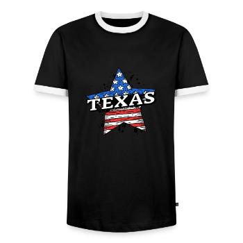 Texas - USA - United States of America - Amerika - Men's Ringer Shirt - black/white - Front - AI Model Female 172 light (172cm) & AI Model Male 178 light (178cm)