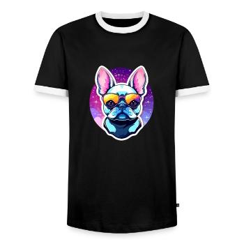 Französische Bulldogge Hund Illustration - Männer Kontrast-T-Shirt - Schwarz/Weiß - Vorne - AI Model Female 172 light (172cm) & AI Model Male 178 light (178cm)