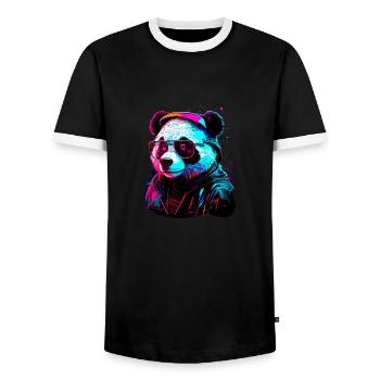 Panda hipster - Men's Ringer Shirt - black/white - Front - AI Model Female 172 light (172cm) & AI Model Male 178 light (178cm)