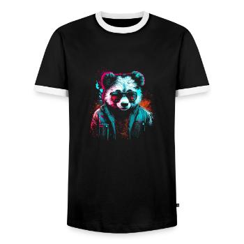 Cyberpunk panda - Men's Ringer Shirt - black/white - Front - AI Model Female 172 light (172cm) & AI Model Male 178 light (178cm)