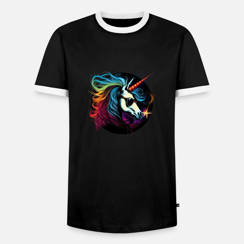 Cooles Einhorn - Männer Kontrast-T-Shirt - Schwarz/Weiß