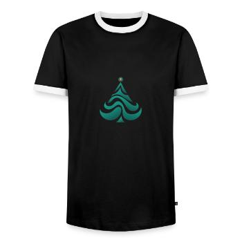 Fir Tree Christmas Tree or Christmas Tree Emblem - Men's Ringer Shirt - black/white - Front - AI Model Female 172 light (172cm) & AI Model Male 178 light (178cm)