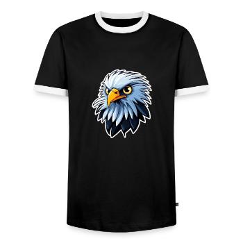 Eagle Bird Drawing - Men's Ringer Shirt - black/white - Front - AI Model Female 172 light (172cm) & AI Model Male 178 light (178cm)