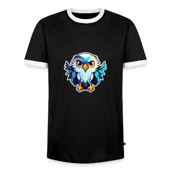 Eagle Bird Drawing - Men's Ringer Shirt - black/white - Front - AI Model Female 172 light (172cm) & AI Model Male 178 light (178cm)