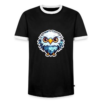 Dessin d’oiseau aigle - T-shirt contrasté Homme - noir/blanc - Devant - AI Model Female 172 light (172cm) & AI Model Male 178 light (178cm)