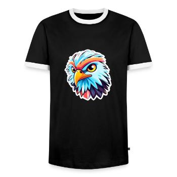 Eagle Bird Drawing - Men's Ringer Shirt - black/white - Front - AI Model Female 172 light (172cm) & AI Model Male 178 light (178cm)