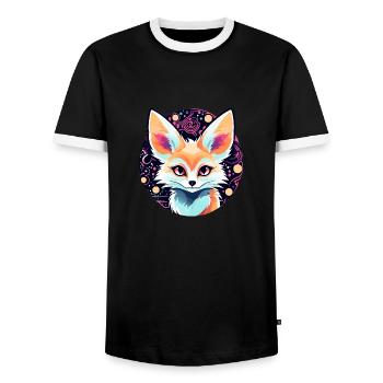 Desert Fox Fennec Drawing - Men's Ringer Shirt - black/white - Front - AI Model Female 172 light (172cm) & AI Model Male 178 light (178cm)