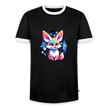 Desert Fox Fennec Drawing - Men's Ringer Shirt - black/white - Front - AI Model Female 172 light (172cm) & AI Model Male 178 light (178cm)