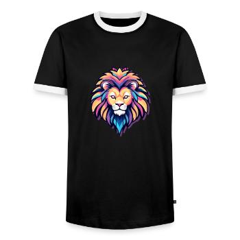 Lion Drawing - Men's Ringer Shirt - black/white - Front - AI Model Female 172 light (172cm) & AI Model Male 178 light (178cm)