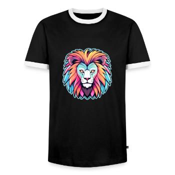 Lion Drawing - Men's Ringer Shirt - black/white - Front - AI Model Female 172 light (172cm) & AI Model Male 178 light (178cm)