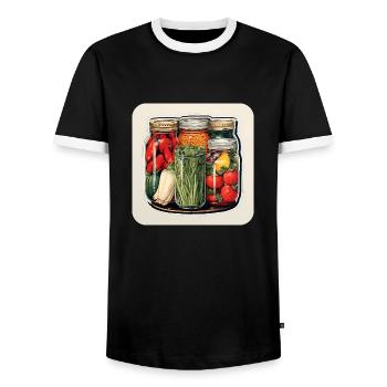 Mason Jars Légumes Récolte D’automne - T-shirt contrasté Homme - noir/blanc - Devant - AI Model Female 172 light (172cm) & AI Model Male 178 light (178cm)
