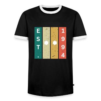 Anniversaire 1994 - T-shirt contrasté Homme - noir/blanc - Devant - AI Model Female 172 light (172cm) & AI Model Male 178 light (178cm)
