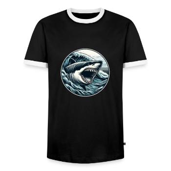 Weißer Hai - Männer Kontrast-T-Shirt - Schwarz/Weiß - Vorne - AI Model Female 172 light (172cm) & AI Model Male 178 light (178cm)