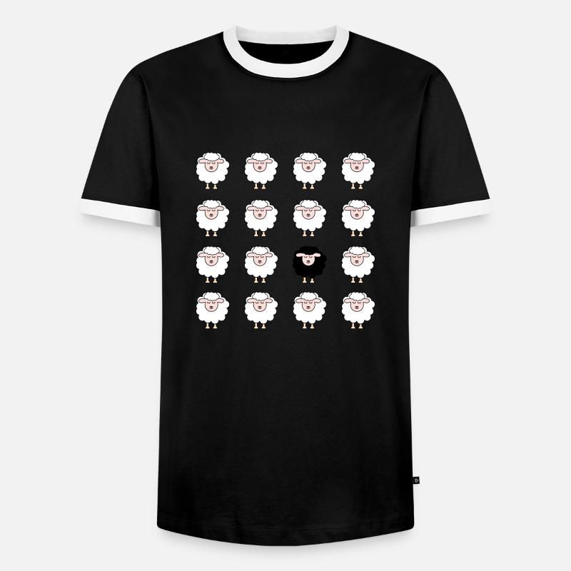 Schaf - Männer Kontrast-T-Shirt - Schwarz/Weiß
