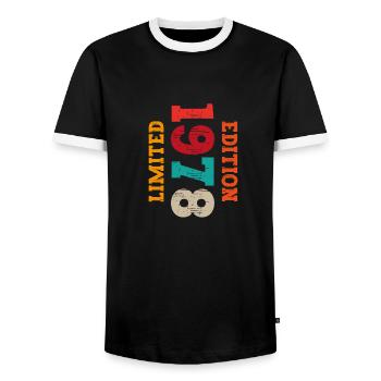 Vintage 1978 - Männer Kontrast-T-Shirt - Schwarz/Weiß - Vorne - AI Model Female 172 light (172cm) & AI Model Male 178 light (178cm)