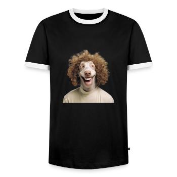 Adoptez un chien dans un refuge pour animaux. - T-shirt contrasté Homme - noir/blanc - Devant - AI Model Female 172 light (172cm) & AI Model Male 178 light (178cm)