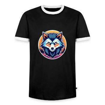Werewolf Halloween Illustration - Men's Ringer Shirt - black/white - Front - AI Model Female 172 light (172cm) & AI Model Male 178 light (178cm)