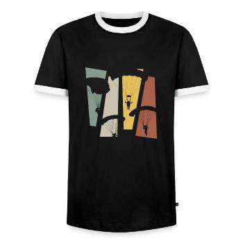 Parachute rétro vintage - T-shirt contrasté Homme - noir/blanc - Devant - AI Model Female 172 light (172cm) & AI Model Male 178 light (178cm)