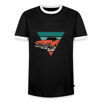 Vintage Vintage Car - Retro Gift Idea - Men's Ringer Shirt - black/white - Front - AI Model Female 172 light (172cm) & AI Model Male 178 light (178cm)