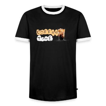 Coffee Time nur noch einen leckeren Kaffee - Männer Kontrast-T-Shirt - Schwarz/Weiß - Vorne - AI Model Female 172 light (172cm) & AI Model Male 178 light (178cm)