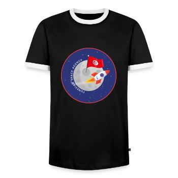 Agence spatiale tunisienne - T-shirt contrasté Homme - noir/blanc - Devant - AI Model Female 172 light (172cm) & AI Model Male 178 light (178cm)