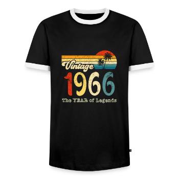Vintage 1966 - Männer Kontrast-T-Shirt - Schwarz/Weiß - Vorne - AI Model Female 172 light (172cm) & AI Model Male 178 light (178cm)