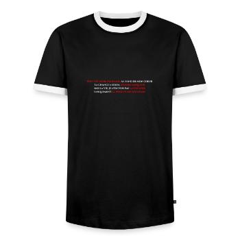 La vie en noir (poème) - T-shirt contrasté Homme - noir/blanc - Devant - AI Model Female 172 light (172cm) & AI Model Male 178 light (178cm)