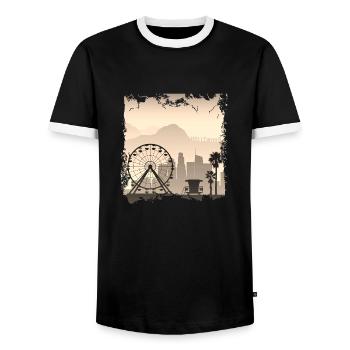 Los angeles californie voyage ville usa amérique - T-shirt contrasté Homme - noir/blanc - Devant - AI Model Female 172 light (172cm) & AI Model Male 178 light (178cm)