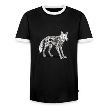 Wolf Skeleton Illustration - Men's Ringer Shirt - black/white - Front - AI Model Female 172 light (172cm) & AI Model Male 178 light (178cm)