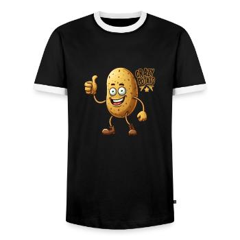 Crazy Veggies : Potato thumbs up (en anglais seulement) - T-shirt contrasté Homme - noir/blanc - Devant - AI Model Female 172 light (172cm) & AI Model Male 178 light (178cm)