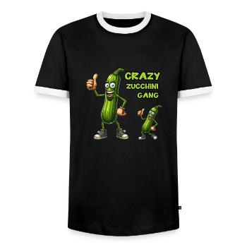 Crazy Veggies: Zucchini Gang Thumbs Up - Männer Kontrast-T-Shirt - Schwarz/Weiß - Vorne - AI Model Female 172 light (172cm) & AI Model Male 178 light (178cm)