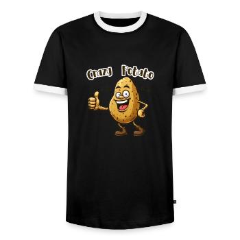 Crazy Veggies : Potato thumbs up (en anglais seulement) - T-shirt contrasté Homme - noir/blanc - Devant - AI Model Female 172 light (172cm) & AI Model Male 178 light (178cm)