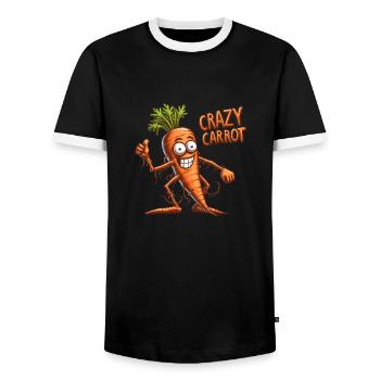 Crazy Veggies: Carrot Thumbs Up - Männer Kontrast-T-Shirt - Schwarz/Weiß - Vorne - AI Model Female 172 light (172cm) & AI Model Male 178 light (178cm)