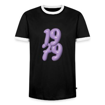 Millésime 1979 - T-shirt contrasté Homme - noir/blanc - Devant - AI Model Female 172 light (172cm) & AI Model Male 178 light (178cm)