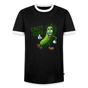 Légumes fous poilus Cuke pouces vers le haut - T-shirt contrasté Homme - noir/blanc - Devant - AI Model Female 172 light (172cm) & AI Model Male 178 light (178cm)