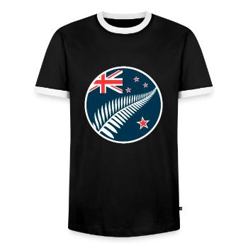 Nouvelle-Zélande Aotearoa Kiwi 5 - T-shirt contrasté Homme - noir/blanc - Devant - AI Model Female 172 light (172cm) & AI Model Male 178 light (178cm)