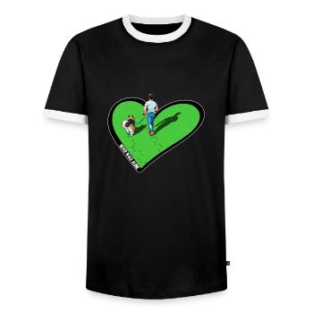 Hundefreund - Never walk alone (Gras Edition) - Männer Kontrast-T-Shirt - Schwarz/Weiß - Vorne - AI Model Female 172 light (172cm) & AI Model Male 178 light (178cm)