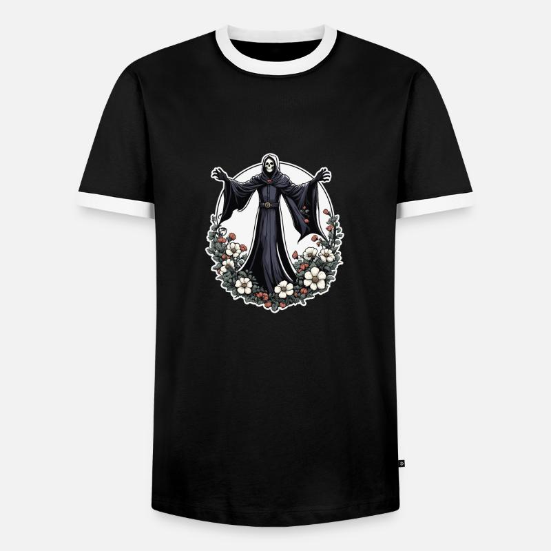 Sensenmann Blumen Illustration - Männer Kontrast-T-Shirt - Schwarz/Weiß