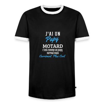 Papy Motard Cool - T-shirt contrasté Homme - noir/blanc - Devant - AI Model Female 172 light (172cm) & AI Model Male 178 light (178cm)