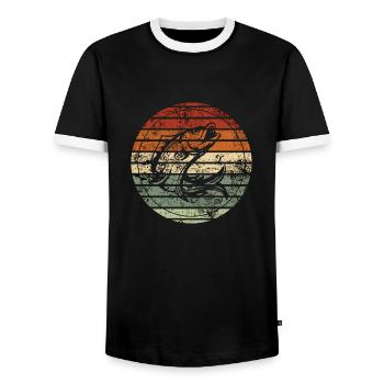 Retro Peach - Vintage Gift Idea - Men's Ringer Shirt - black/white - Front - AI Model Female 172 light (172cm) & AI Model Male 178 light (178cm)