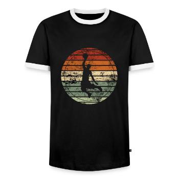 Retro Basketball - Vintage Gift Idea - Men's Ringer Shirt - black/white - Front - AI Model Female 172 light (172cm) & AI Model Male 178 light (178cm)