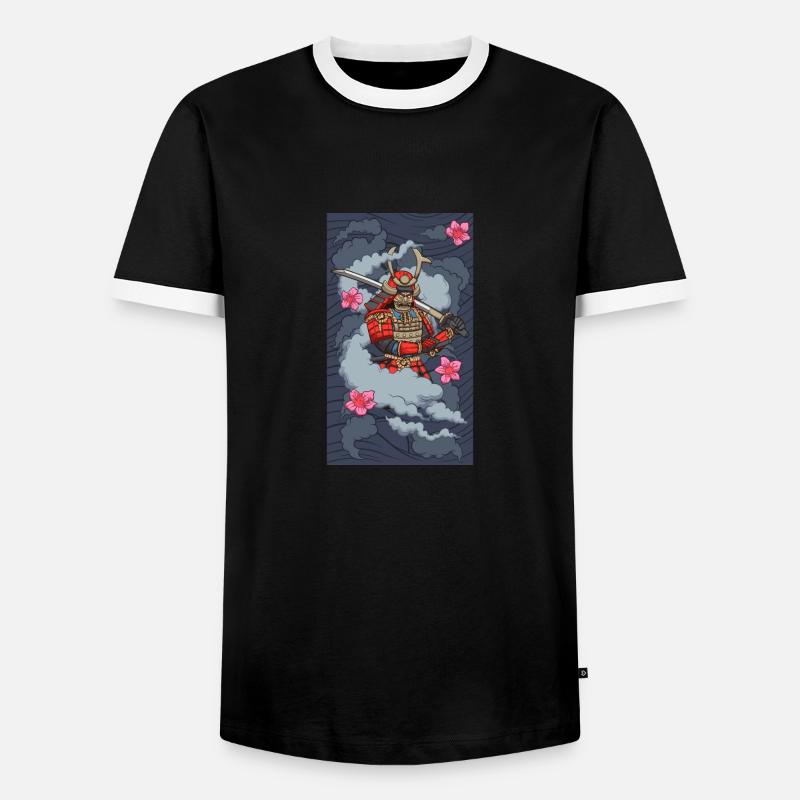 Samurai In Smoke - Men's Ringer Shirt - black/white