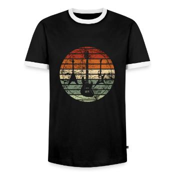 Retro Guitar - Vintage Gift Idea - Men's Ringer Shirt - black/white - Front - AI Model Female 172 light (172cm) & AI Model Male 178 light (178cm)